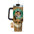 Eevee Coffee 40oz Travel Tumbler With Handle Personalized Anime Accessories - Wexanime