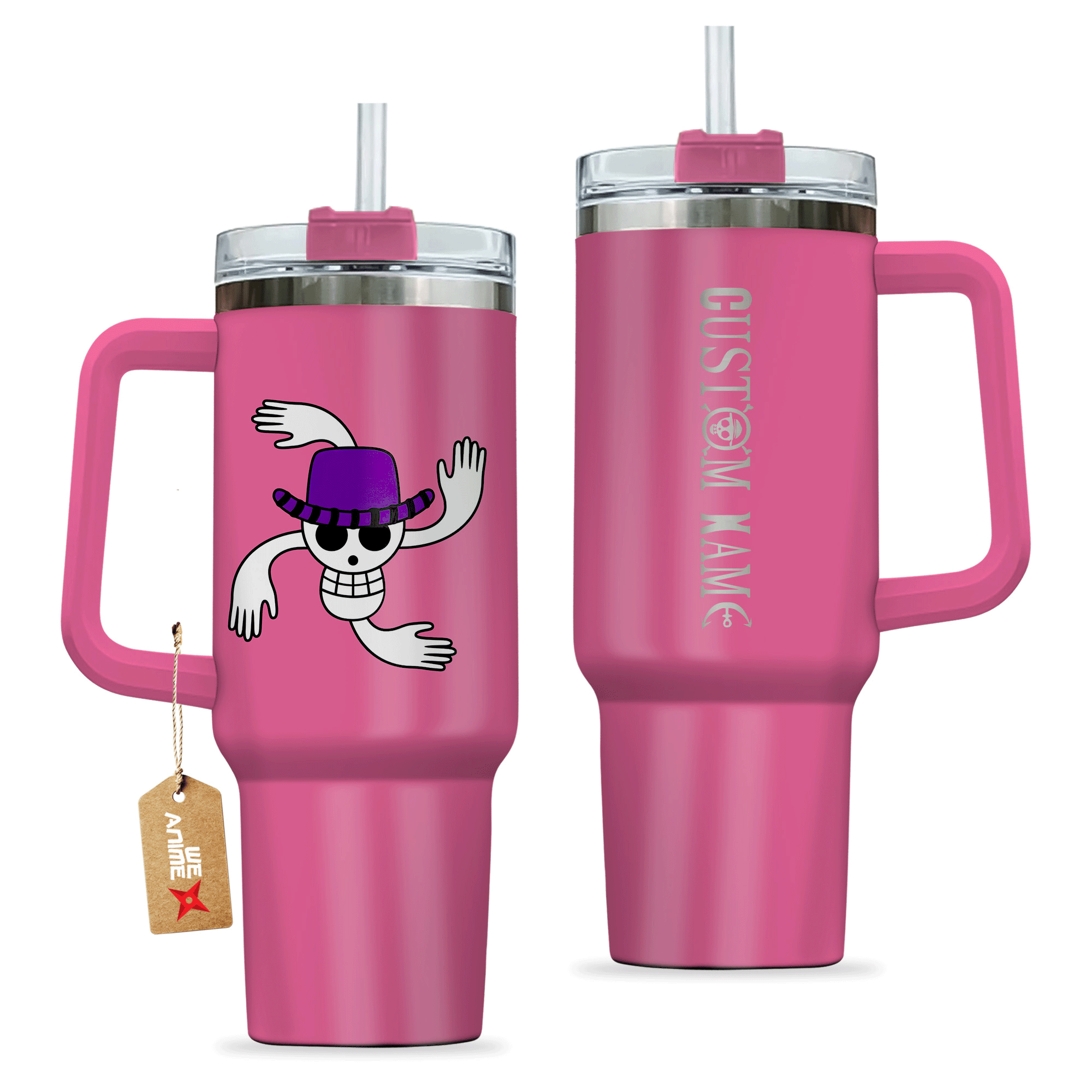 Nico Robin 40oz Pink Valentines Personalized Tumbler With Handle Anime Cup - Wexanime