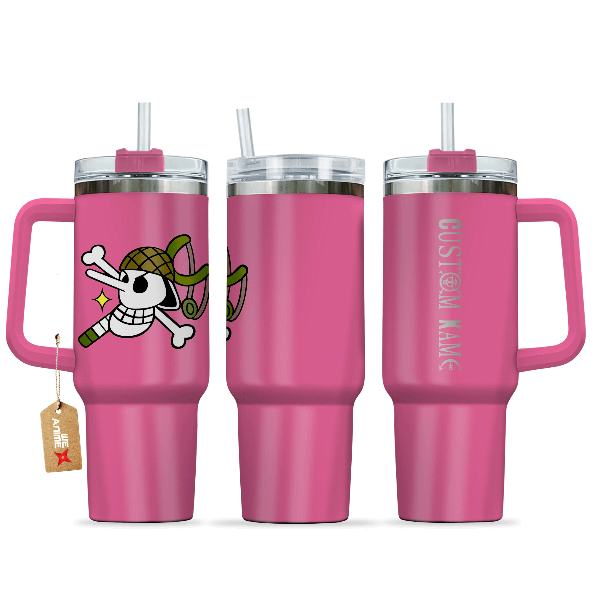 Usopp 40oz Pink Valentines Personalized Tumbler With Handle Anime Cup - Wexanime