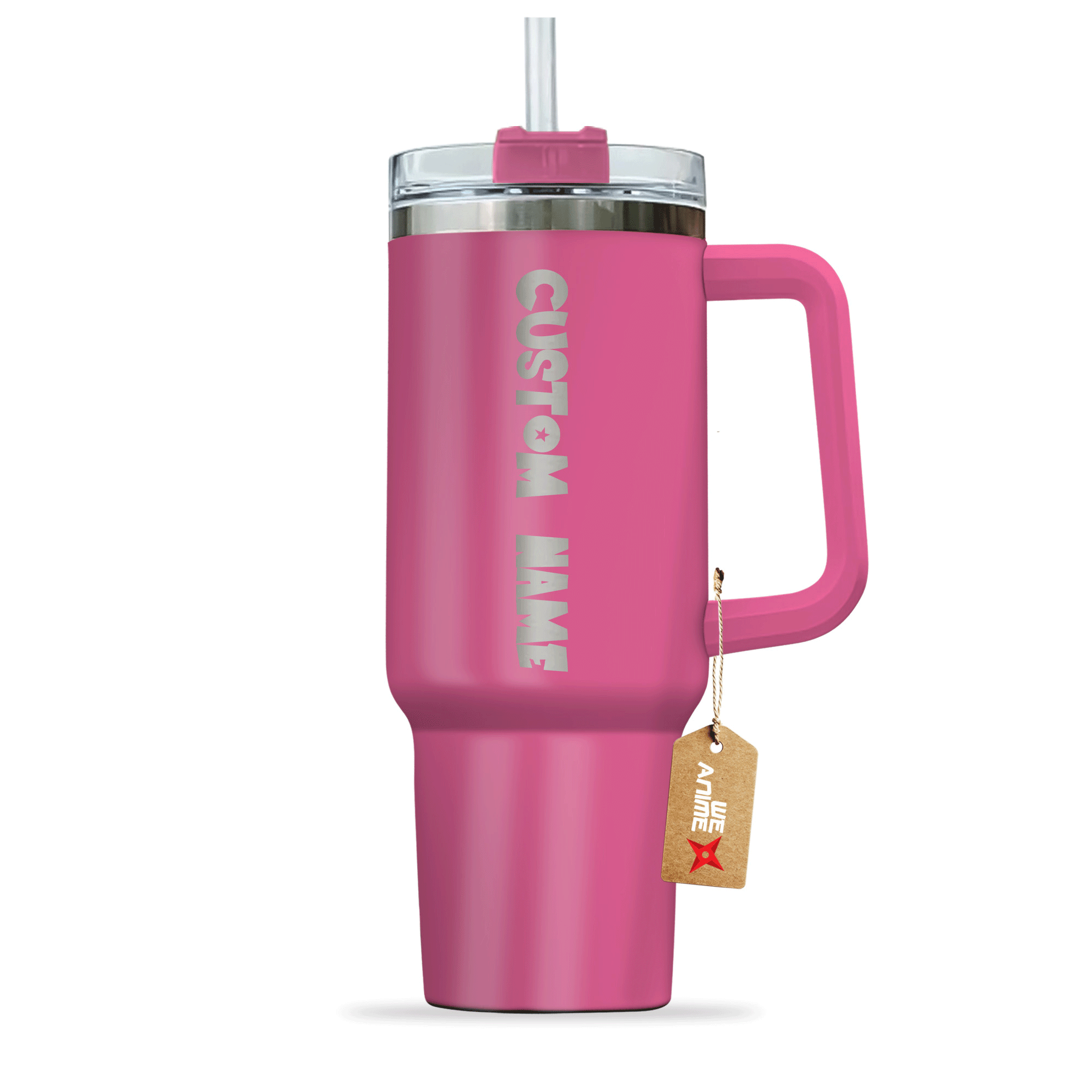 Capsule Corp Logo 40oz Pink Valentines Personalized Tumbler With Handle Anime Cup - Wexanime