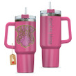 Coral Peacock 40oz Pink Valentines Personalized Tumbler With Handle Anime Cup - Wexanime