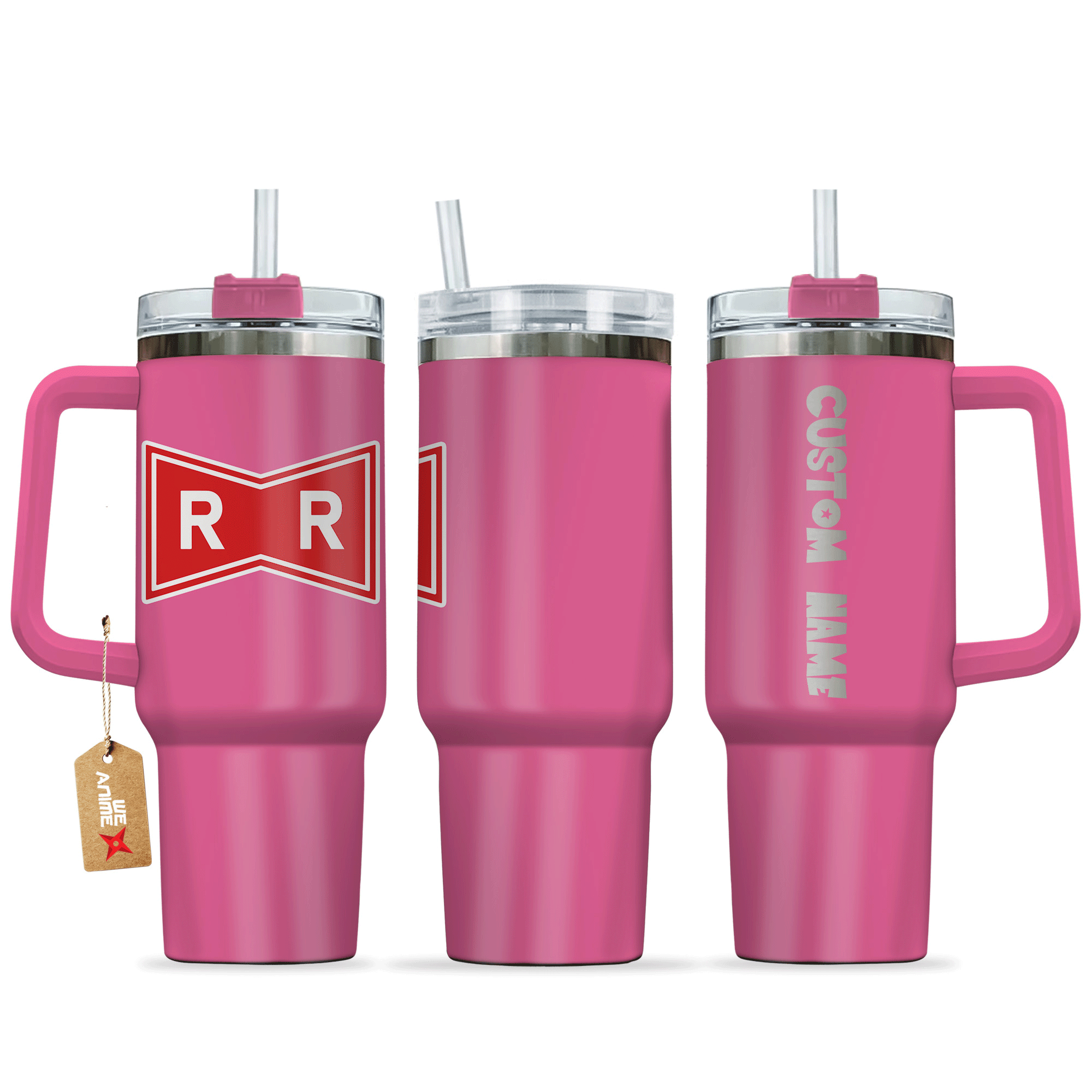 The Red Ribbon Army Symbol 40oz Pink Valentines Personalized Tumbler With Handle Anime Cup - Wexanime