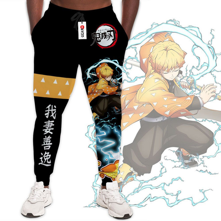 Zenitsu Joggers Custom Anime Demon Slayer Sweatpants-wexanime.com