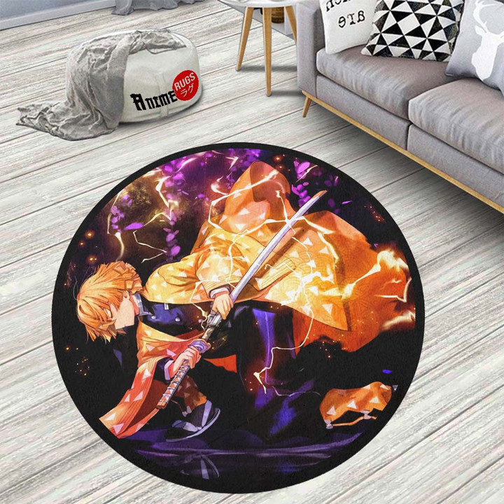 Zenitsu Agatsuma Round Rug Custom Demon Slayer Anime Circle Carpet-wexanime.com