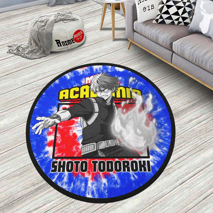 Shoto Todoroki Round Rug Custom Tie Dye Style My Hero Academia Anime Circle Carpet-wexanime.com