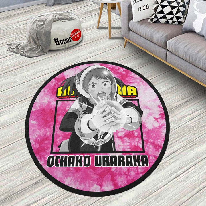 Ochako Uraraka Round Rug Custom Tie Dye Style My Hero Academia Anime Circle Carpet-wexanime.com