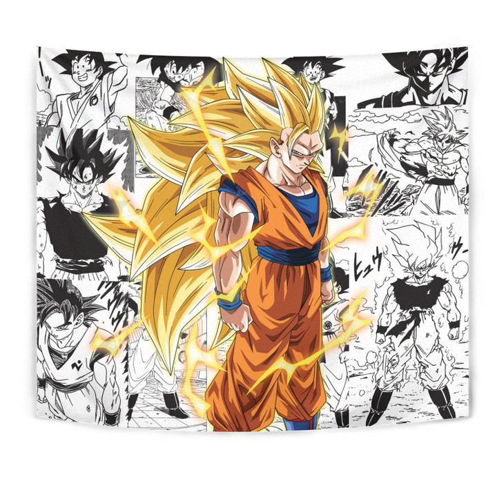 Goku SSJ3 Tapestry Custom Dragon Ball Anime Manga Room Decor-wexanime.com