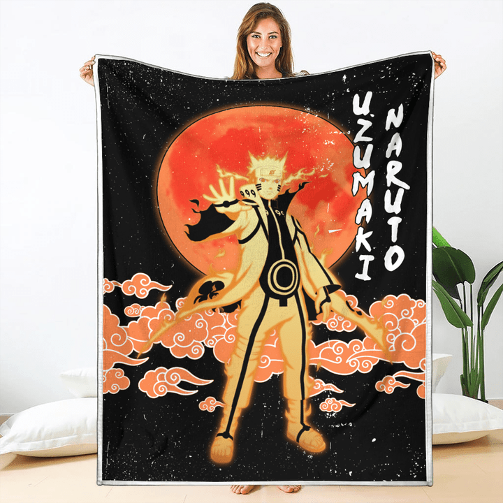 Uzumaki Naruto Bijuu Mode Blanket Fleece Custom Moon Style Naruto Anime-wexanime.com