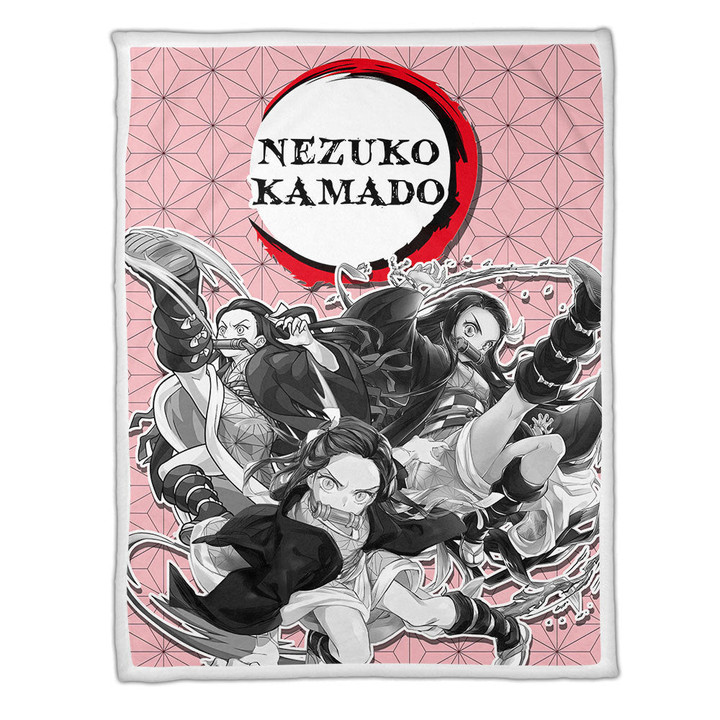 Nezuko Fleece Blanket Custom Demon Slayer Anime Uniform Costume Mix Manga Style-wexanime.com