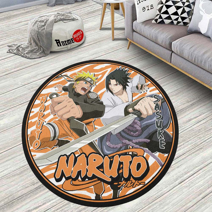 Sasuke x Naruto Round Rug Custom Naruto Anime Circle Carpet-wexanime.com