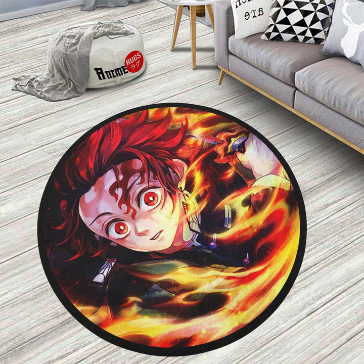Tanjirou Kamado Round Rug Custom Demon Slayer Anime Circle Carpet-wexanime.com