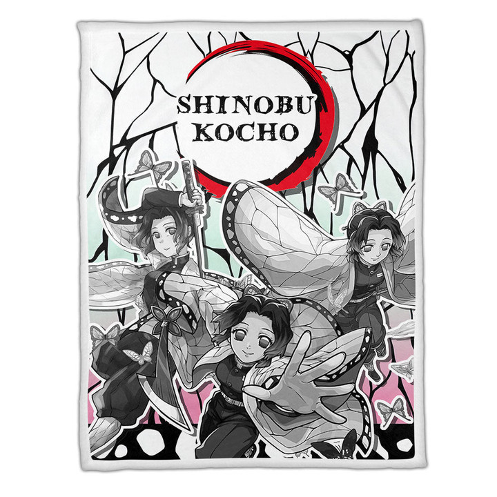 Shinobu Fleece Blanket Custom Demon Slayer Anime Uniform Costume Mix Manga Style-wexanime.com