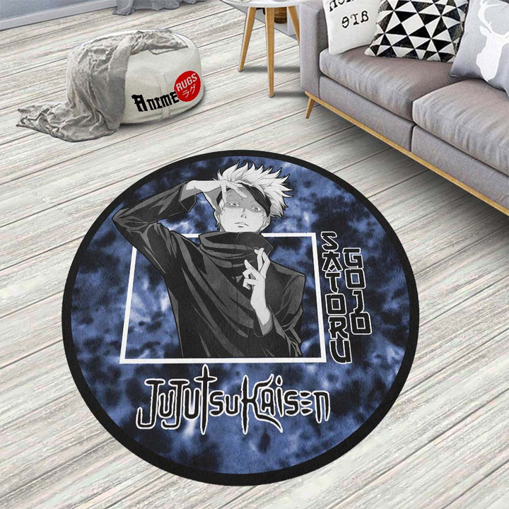 Satoru Gojo Round Rug Custom Tie Dye Style Jujutsu Kaisen Anime Circle Carpet-wexanime.com