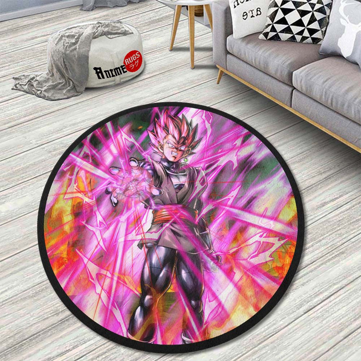 Vegeta Black Rose Skill Round Rug Custom Dragon Ball Anime Circle Carpet-wexanime.com