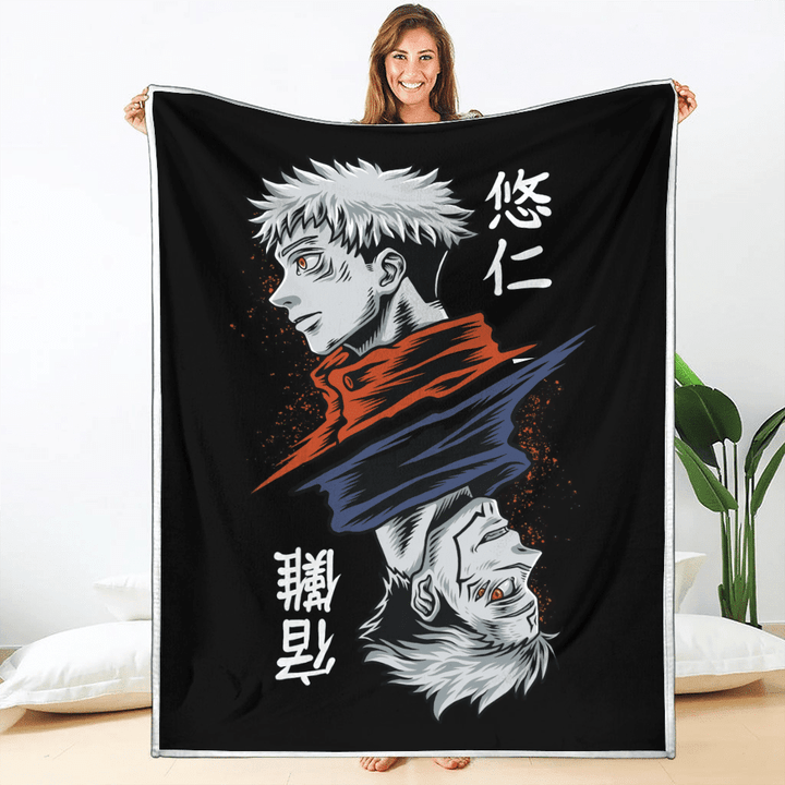 Sukuna and Yuji Itadori Blanket Fleece Custom Jujutsu Kaisen Anime-wexanime.com