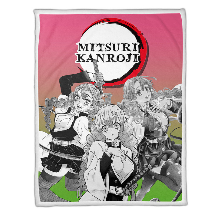 Mitsuri Kanroji Fleece Blanket Custom Demon Slayer Anime Uniform Costume Mix Manga Style-wexanime.com