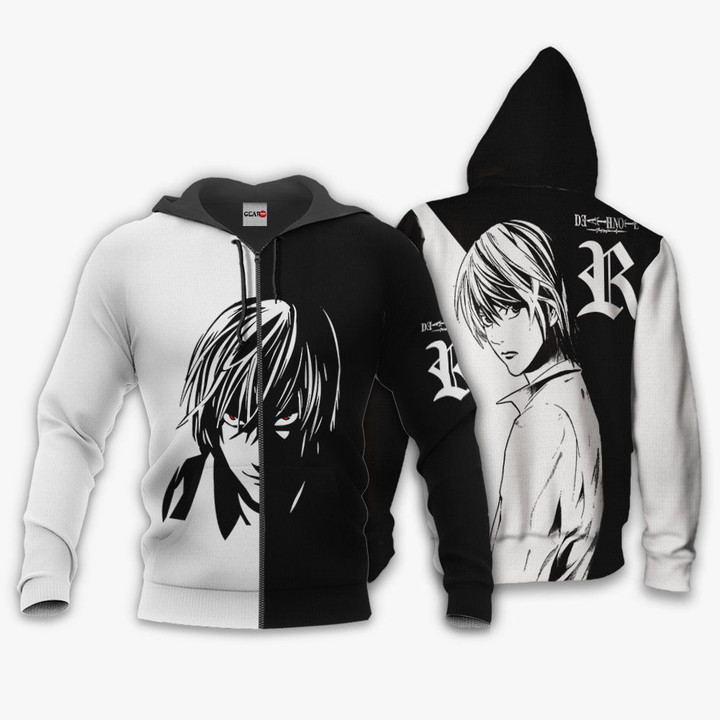 Death Note Hoodie Light Yagami Custom Shirt Anime Zip Jacket wexanime