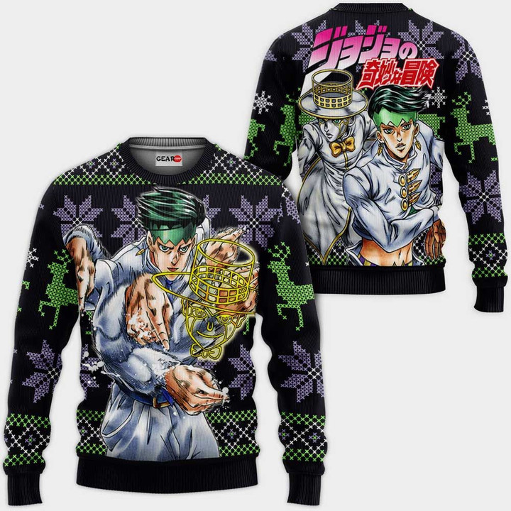 Rohan Kishibe Ugly Christmas Sweater Custom Anime JJBA Xmas Gifts