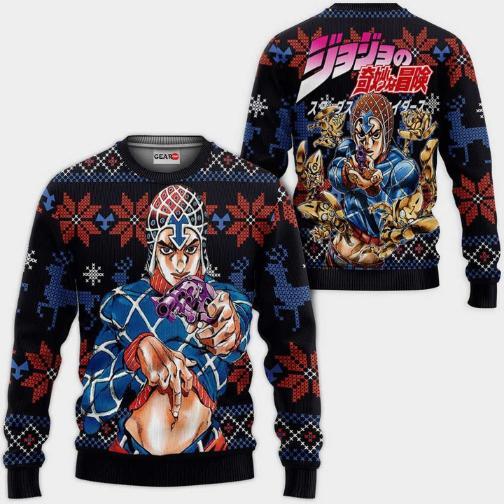 Guido Mista Ugly Christmas Sweater Custom Anime JJBA Xmas Gifts