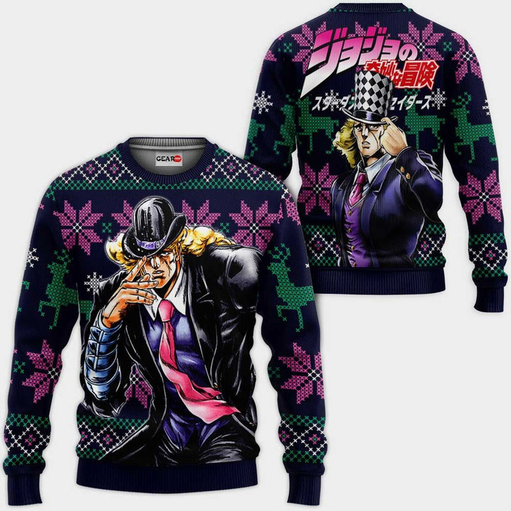 Robert Speedwagon Ugly Christmas Sweater Custom Anime JJBA Xmas Gifts