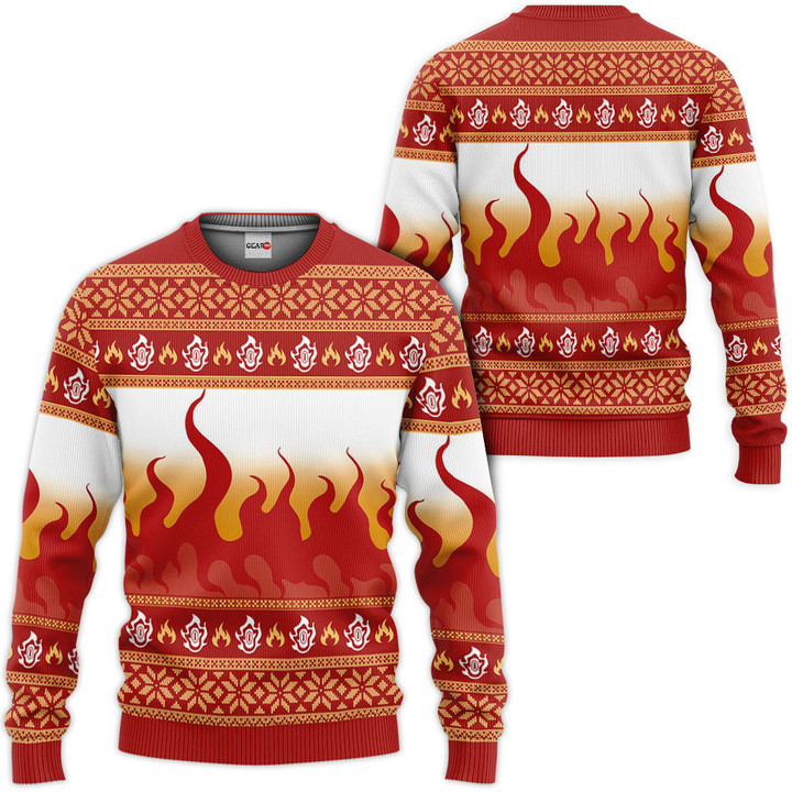 Demon Slayer Kyojuro Rengoku Custom Anime Ugly Christmas Sweater Wexanime