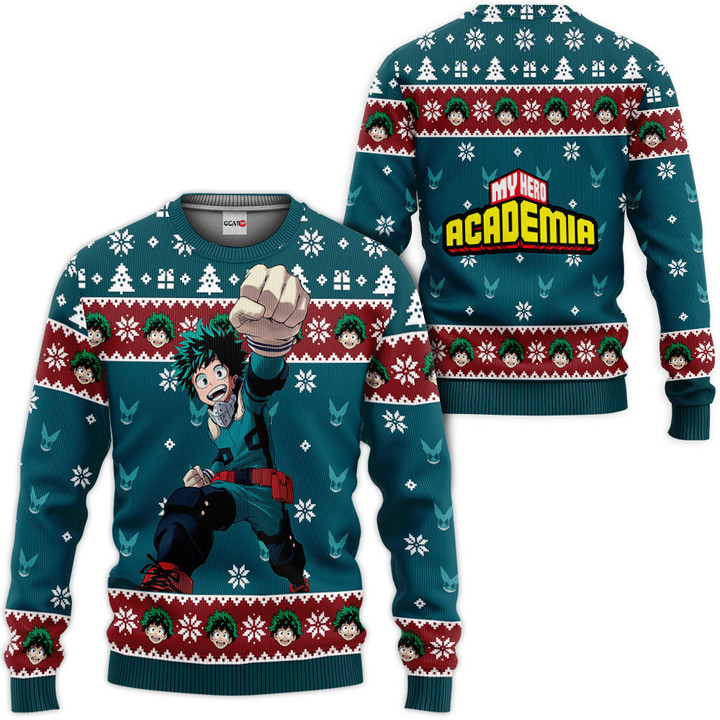 My Hero Academia Deku Custom Anime Ugly Christmas Sweater Wexanime