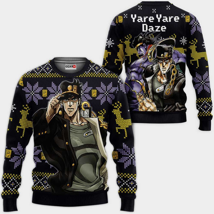 Jotaro Kujo Ugly Christmas Sweater Yare Yare Daze Custom jj's Anime Xmas Gifts