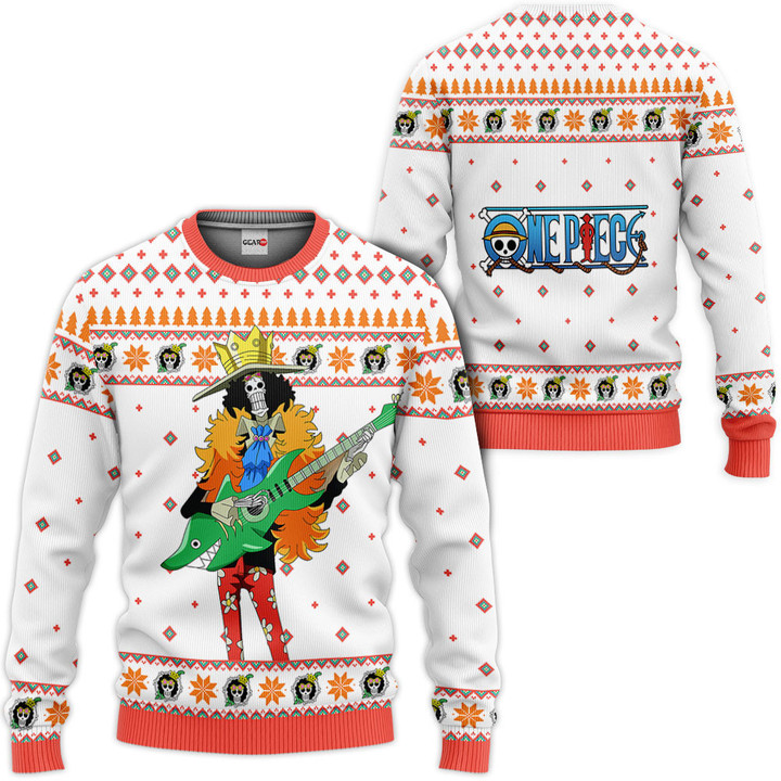 One Piece Brook Custom Anime Ugly Christmas Sweater VA1808 Wexanime