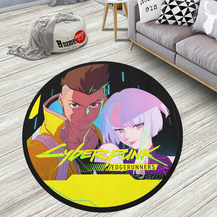 Cyberpunk Edgerunners Lucy and David Martinez Round Rug Anime Room Mats
