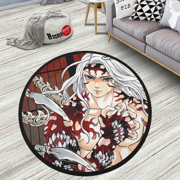 Demon Slayer Muzan Kibutsuji Round Rug Custom Anime Circle Carpet