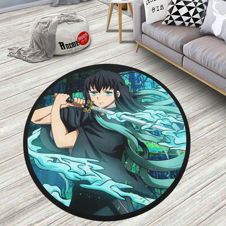 Demon Slayer Muichiro Tokito Round Rug Custom Anime Circle Carpet