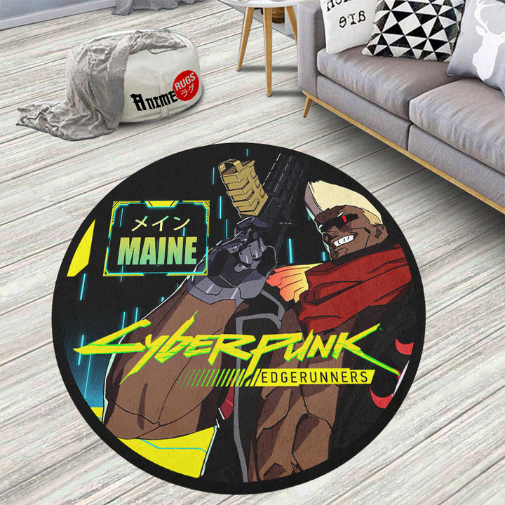 Cyberpunk Edgerunners Maine Round Rug Custom Anime Circle Carpet