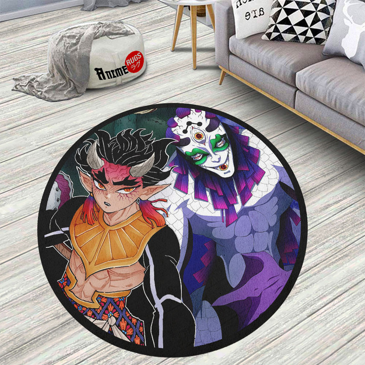 Hantengu and Gyokko Round Rug Anime Room Mats