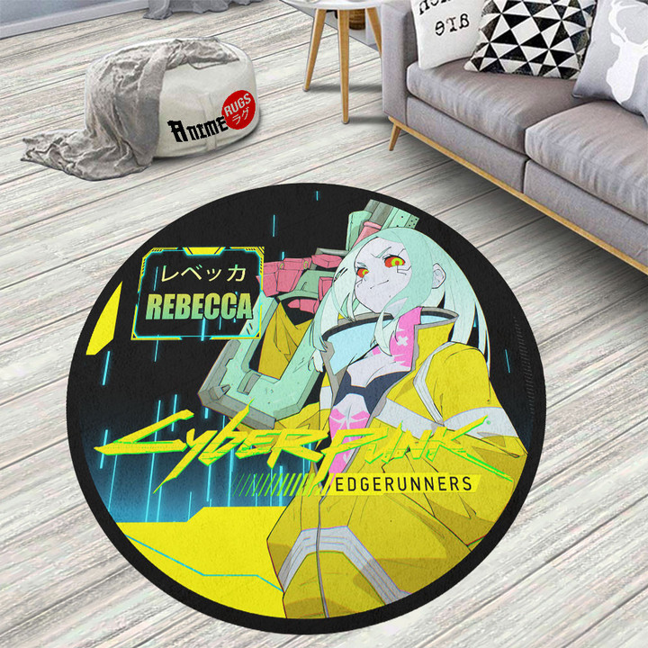 Cyberpunk Edgerunners Rebecca Round Rug Custom Anime Circle Carpet