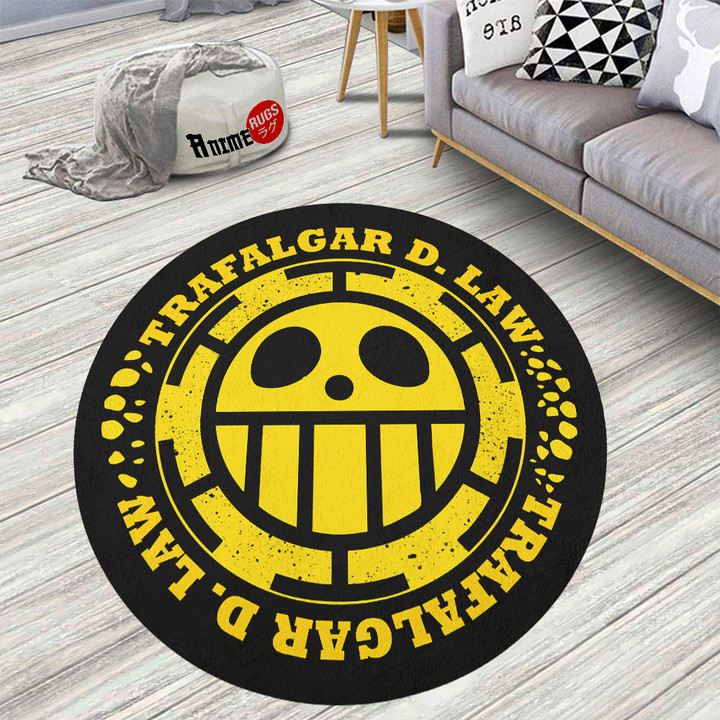 One Piece Character Symbol Trafalgar D Law Round Rug Custom Anime Circle Carpet