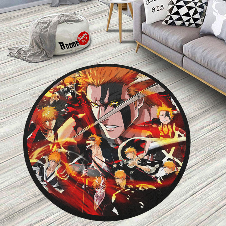 Bleach Ichigo Kurosaki Round Rug Custom Anime Circle Carpet