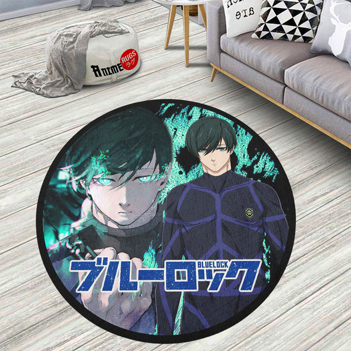 Blue Lock Rin Itoshi 10 Round Rug Custom Anime Circle Carpet