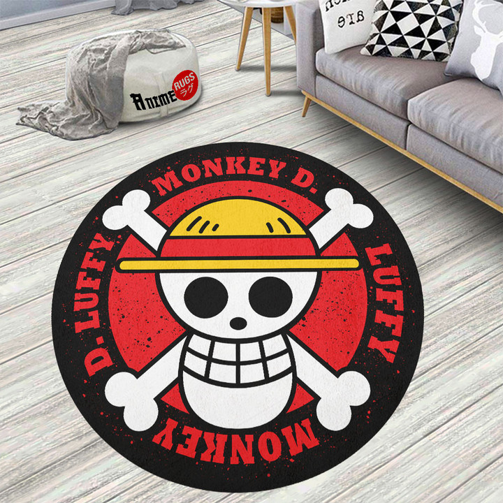 Character Symbol Monkey D Luffy Round Rug Anime Room Mats