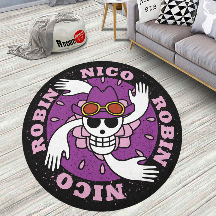 One Piece Character Symbol Nico Robin Round Rug Custom Anime Circle Carpet