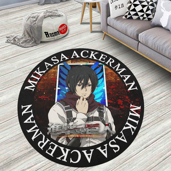 Attack On Titan Characters Mikasa Ackerman Round Rug Custom Anime Circle Carpet