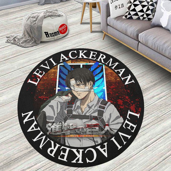 Attack On Titan Characters Levi Ackerman Round Rug Custom Anime Circle Carpet