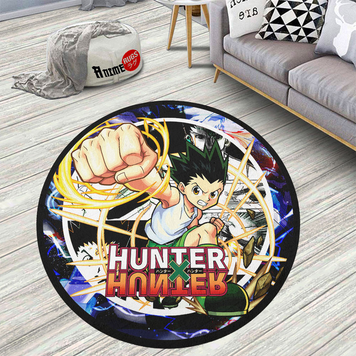 Hunter X Hunter Mix Manga Gon Freecss Round Rug Custom Anime Circle Carpet