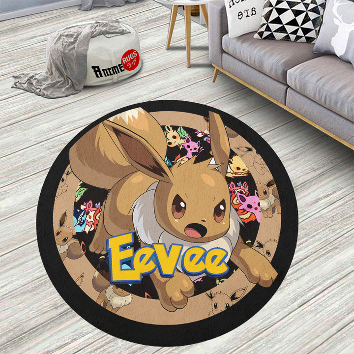 Pokemon Eevee Round Rug Custom Anime Circle Carpet