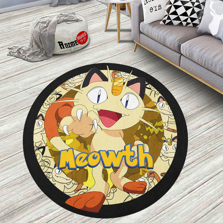 Pokemon Meowth Round Rug Custom Anime Circle Carpet