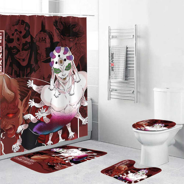 Demon Slayer Anime Hantengu and Gyokko Combo Bathroom Mats Set & Shower Curtain