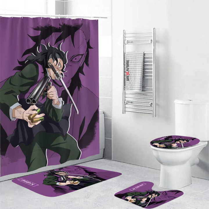 Demon Slayer Anime Genya Shinazugawa Combo Bathroom Mats Set & Shower Curtain