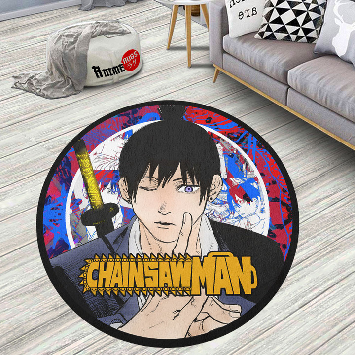Chainsaw Man Aki Hayakawa Round Rug Anime Room Mats