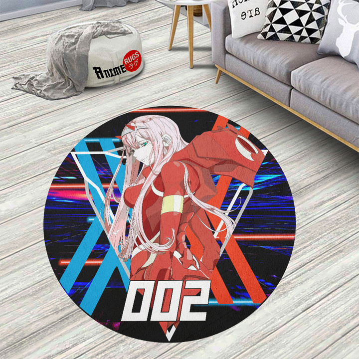 Darling In The Franxx Zero Two Code002 Round Rug Custom Circle Carpet