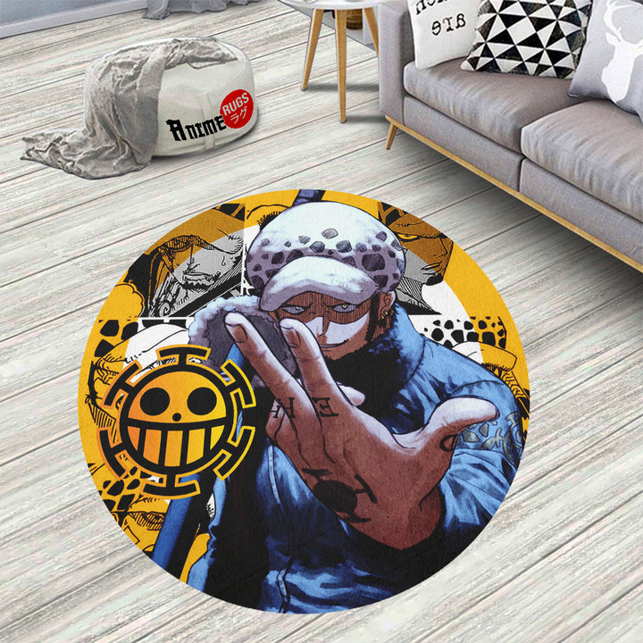One Piece Manga Trafalgar D Law Round Rug Custom Circle Carpet
