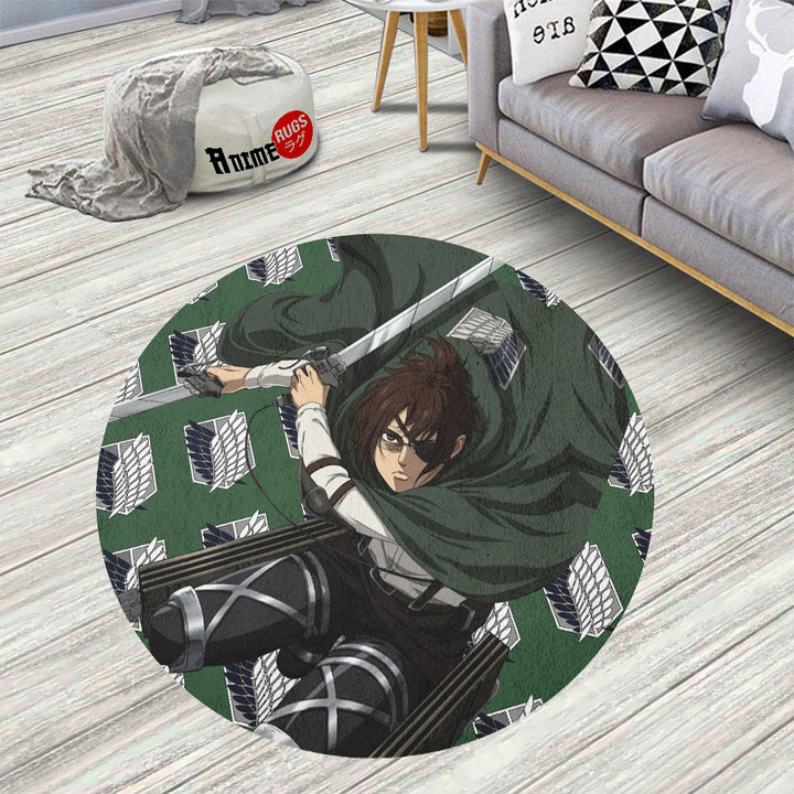 Attack On Titan Characters Hange Zoe Round Rug Custom Circle Carpet